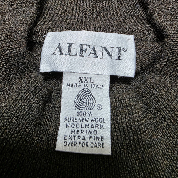 Alfani Italy 100% Merino Wool Polo Sweater XXL Brown Knit Pullover - Picture 4 of 7